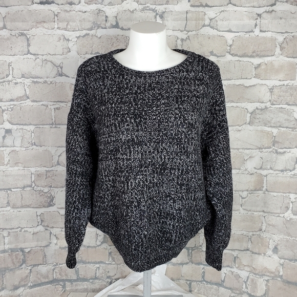 TNA Sweaters - Aritzia TNA Crewneck Black White Marled Wool Angora Cashmere Sweater  Small